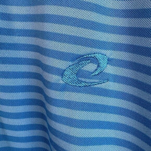 STITCH Dri Fit Polo Shirt Blue striped Preppy Golf Casual Soft Shirt Short Sleev - Picture 3 of 8